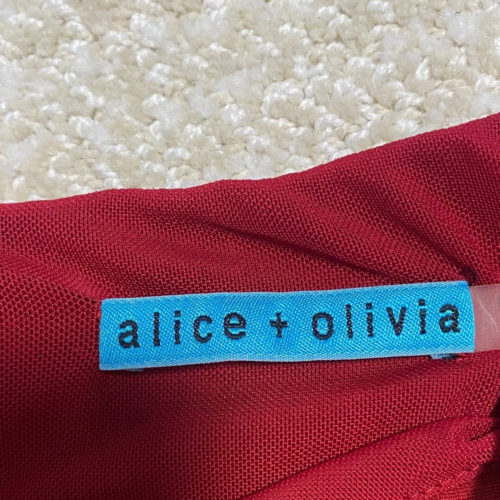 Alice + Olivia Bold Red Long Sleeve Dress red color size 0 shell Viscose & Nylon - Picture 10 of 16